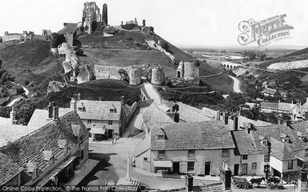 Photo of Corfe Castle, from the Church 1897