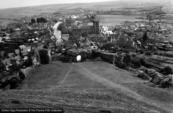 Photo of Corfe Castle, The Village From The Castle 1952