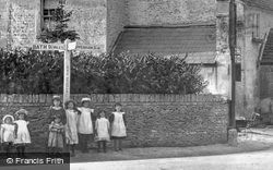 Girls Standing By Signpost 1904, Corsham