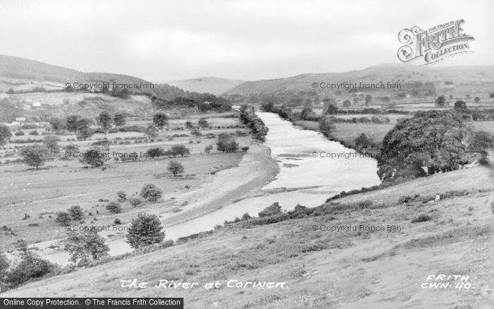 Photo of Corwen, River Dee c.1955