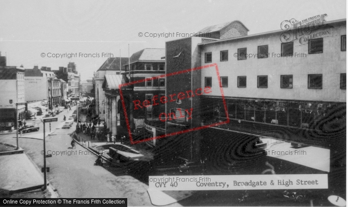 Photo of Coventry, Broadgate And High Street c.1960