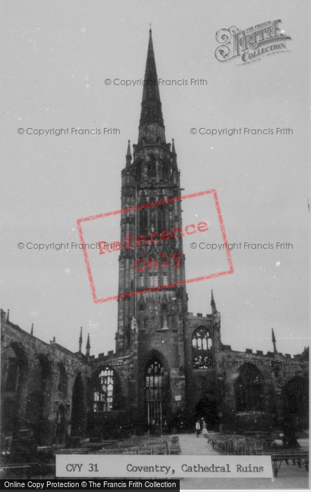 Photo of Coventry, Cathedral Ruins c.1960