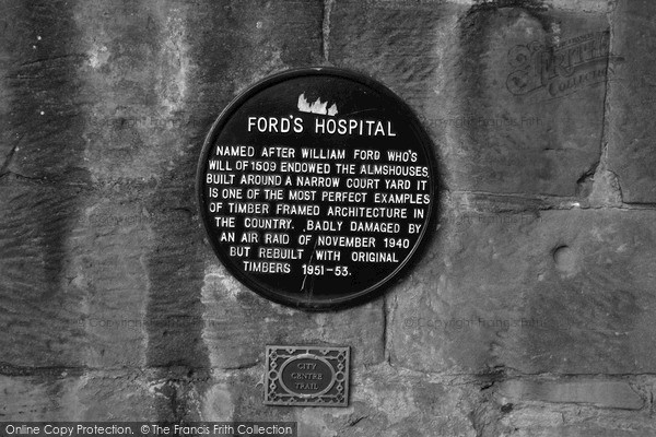 Photo of Coventry, Ford's Hospital Info Plaque 2004