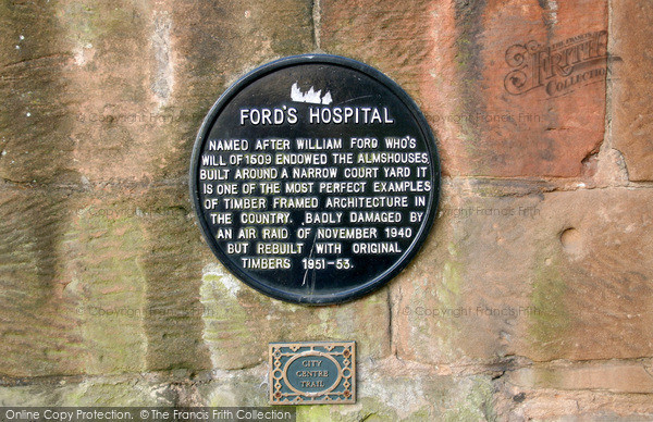 Photo of Coventry, Ford's Hospital Info Plaque 2004