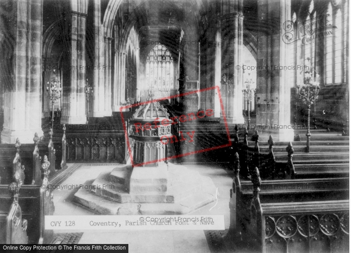 Photo of Coventry, Parish Church Font And Nave c.1965