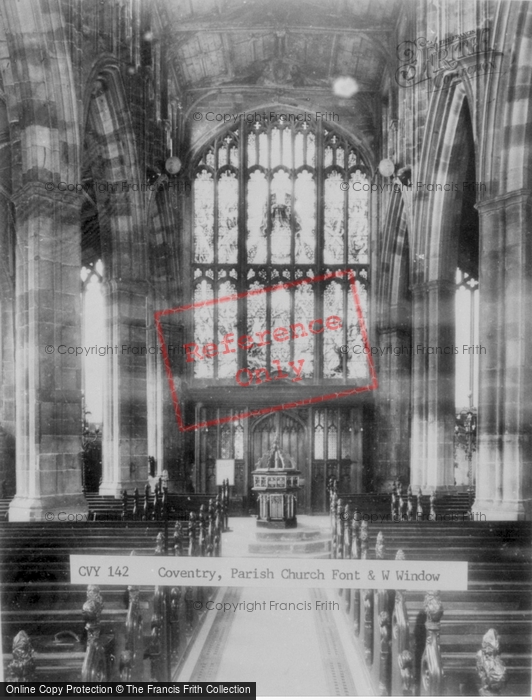 Photo of Coventry, Parish Church Font And Window c.1965