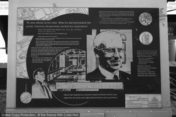 Photo of Coventry, Plaque Commemorating Sir Donald Gibson 2004