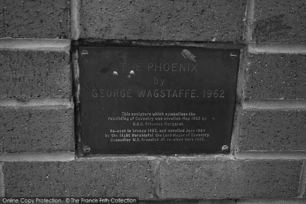 Photo of Coventry, The Phoenix Sculpture's Plaque, Hertford Street 2004