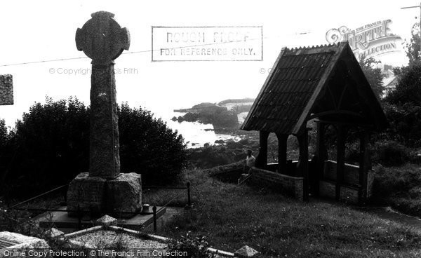 Photo of Coverack, The Memorial And The View Of The Harbour c.1960