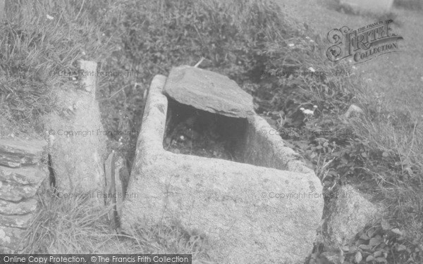 Photo of Crantock, Stone Coffin In Churchyard c.1930