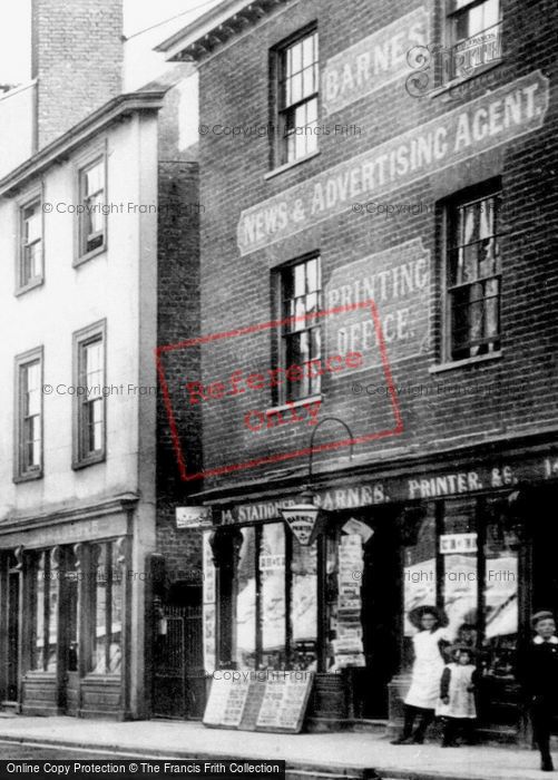Photo of Crediton, Barnes Printing Office, High Street 1904