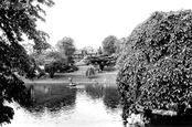 Queen's Park, The Lake And Pavilion c.1960, Crewe
