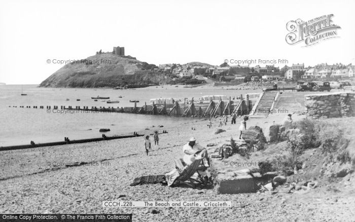 Photo of Criccieth, The Beach And Castle c.1955