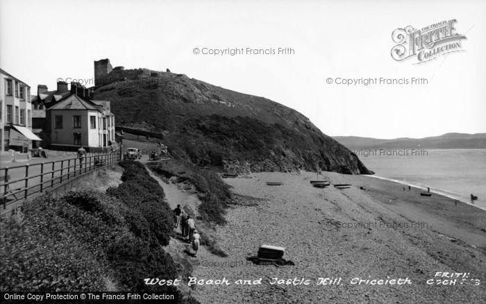 Photo of Criccieth, West Beach And Castle Hill c.1955