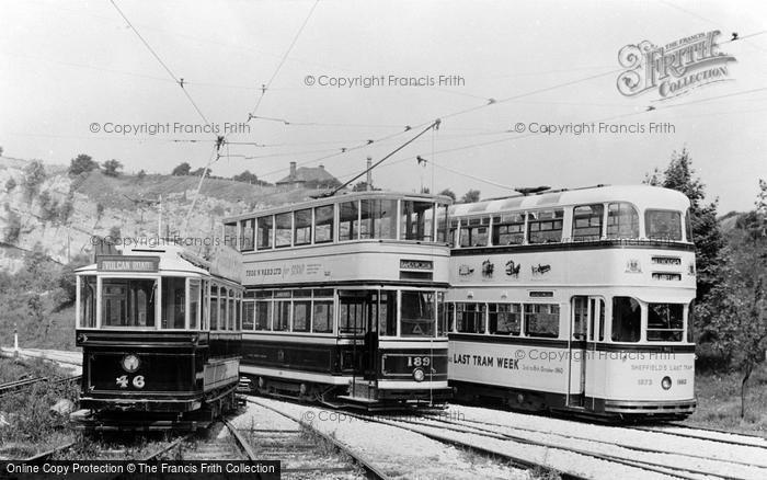 Photo of Crich, Tramway Museum, Trio Of Sheffield Trams c.1960