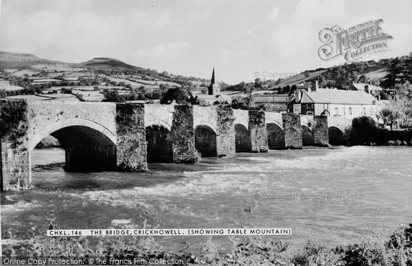 Photo of Crickhowell, The Bridge, Showing Table Mountain c.1965