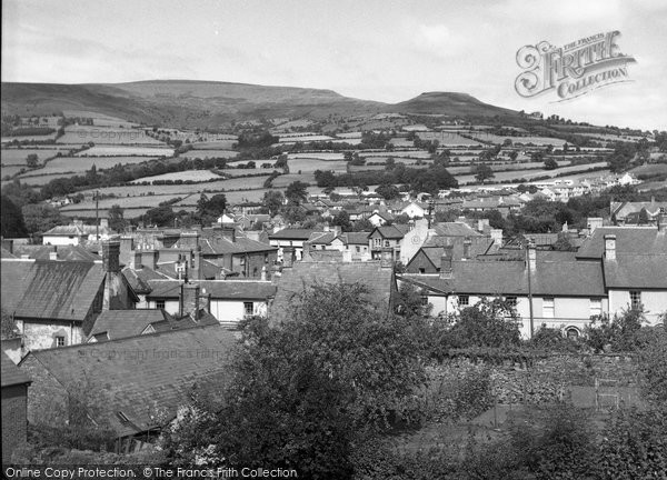 Photo of Crickhowell, View Of Town And Table Mountain (Crug Hywel) 1951