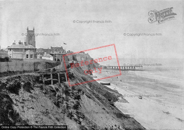 Photo of Cromer, Cliffs, Church And Pier c.1890