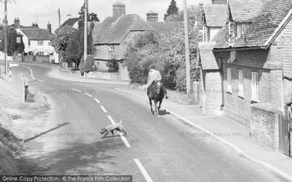 Photo of Crondall, Horse Riding In Dippenhall Street c.1960