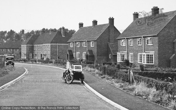 Photo of Crondall, Motorbike With Sidecar, The New Housing Estate c.1955