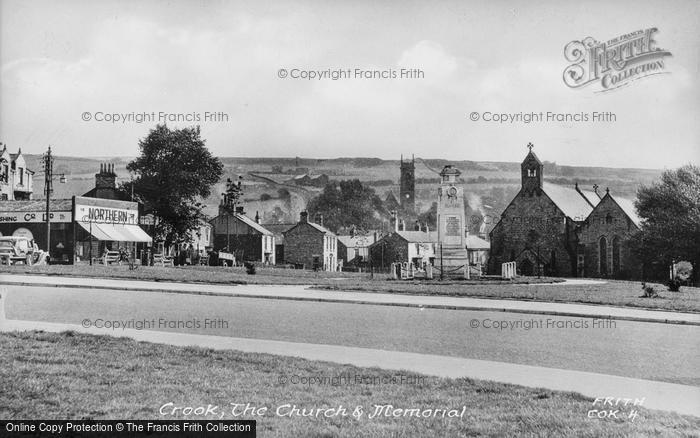 Photo of Crook, St Catherine's Church And Memorial c.1955