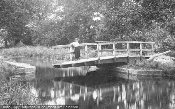 Photo of Crookham Village, A Girl On The Swing Bridge 1910