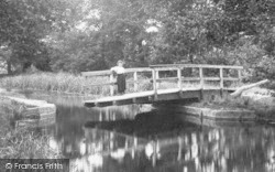A Girl On The Swing Bridge 1910, Crookham Village