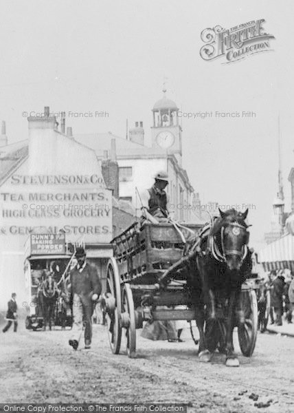 Photo of Croydon, Horse And Cart, High Street 1893