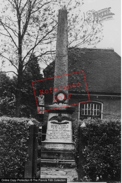 Photo of Cuffley, The Leefe Robinson Memorial c.1955