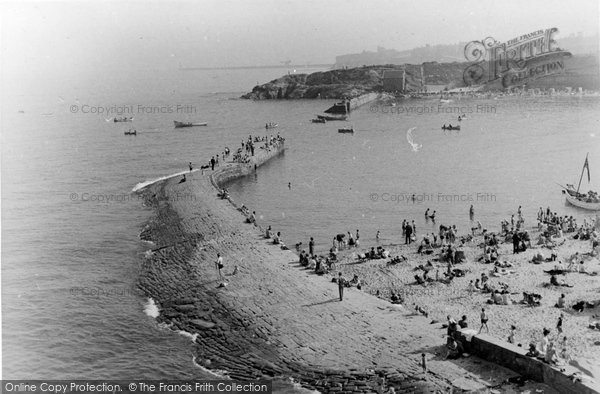 Photo of Cullercoats, The Harbour Wall c.1955