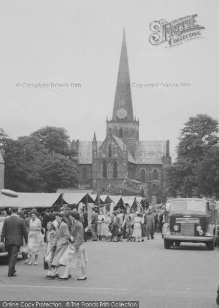 Photo of Darlington, Church And Market Place c.1955
