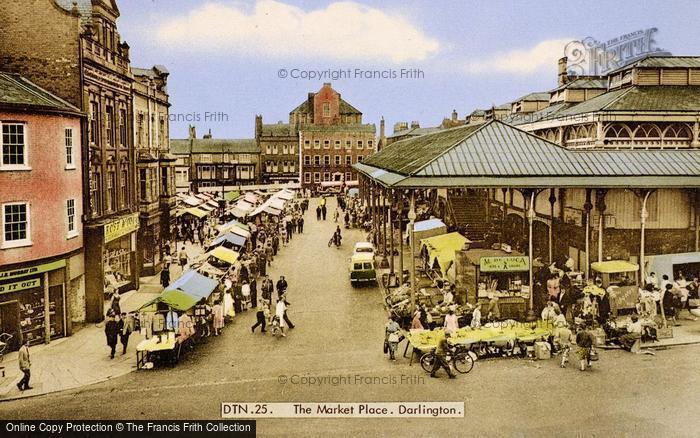 Photo of Darlington, The Market Place c.1965