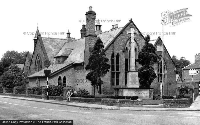 Photo of Davenham, War Memorial and School c1955