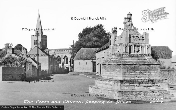 Photo of Deeping St James, The Cross And Church c.1955