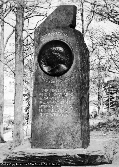 Photo of Derwent Water, Ruskin's Monument, Friar's Crag c.1920