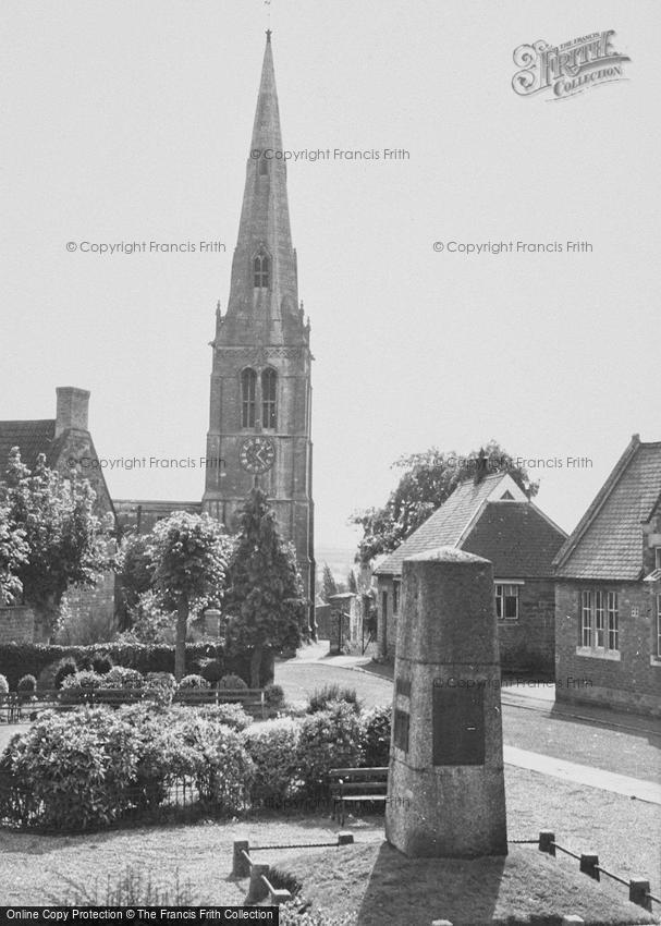 Desborough, War Memorial and Church of St Giles c1955