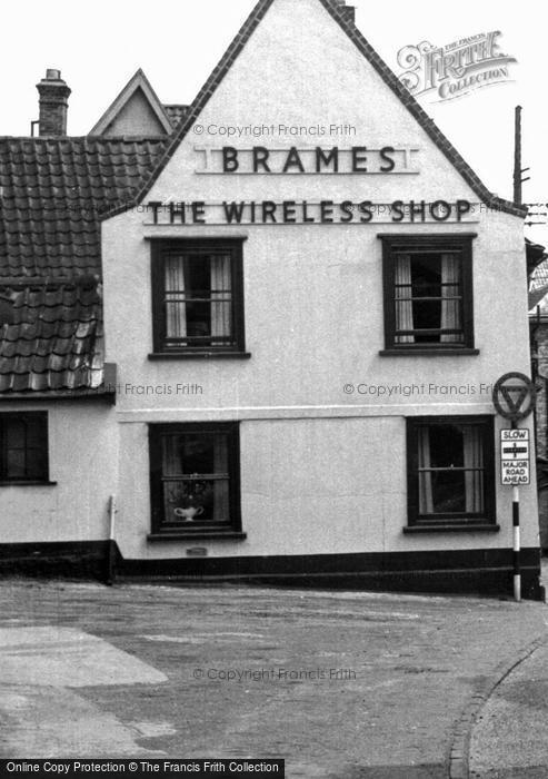 Photo of Diss, Brames' Wireless Shop, Market Hill c.1955