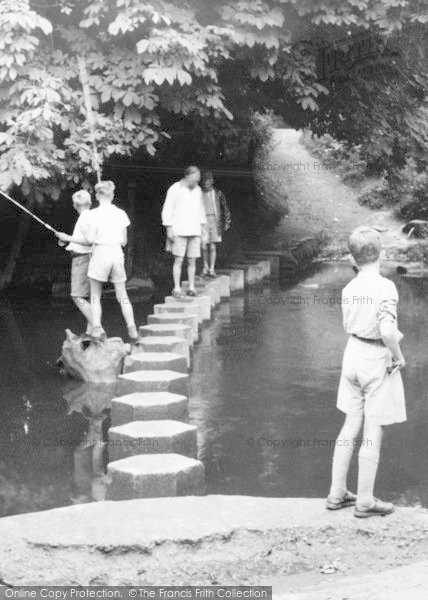 Photo of Dorking, People Crossing The Stepping Stones c.1965