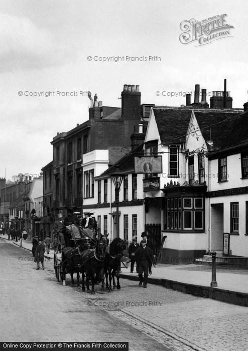 Photo of Dorking, White Horse Hotel, Carriage And Horses 1905