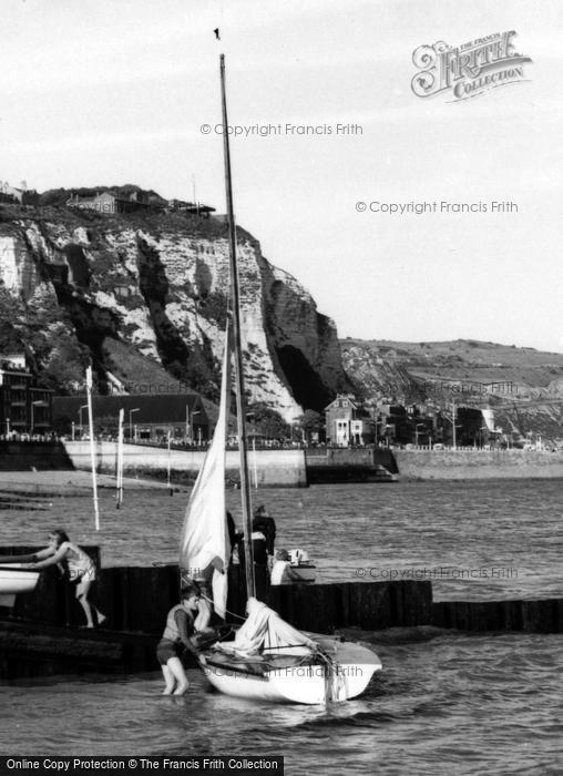 Photo of Dover, The Beach, A Boy And A Sailing Boat c.1965