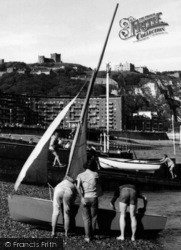 The Beach, People And Sailing Boats c.1965, Dover