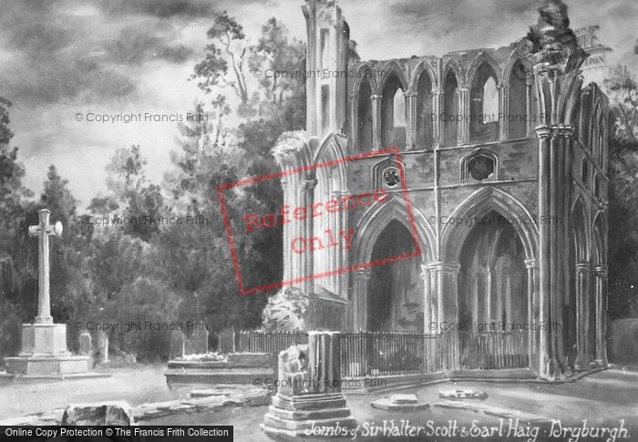 Photo of Dryburgh, Abbey, Tombs Of Sir Walter Scott And Earl Haig c.1910