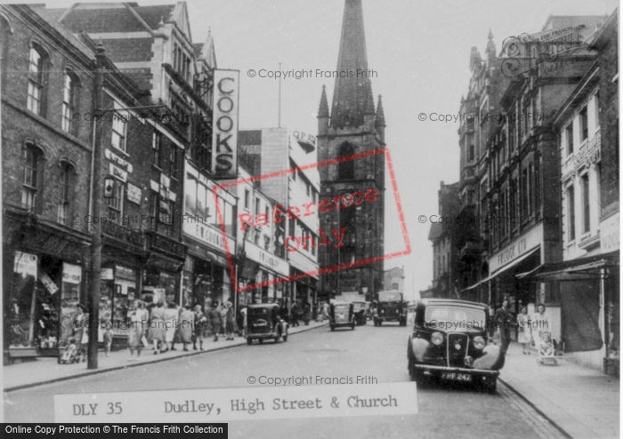 Photo of Dudley, High Street And Church c.1955