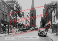 High Street And Church c.1955, Dudley
