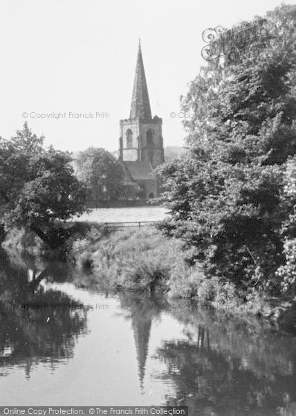 Photo of Duffield, St Alkmund's Church From River Derwent c.1950
