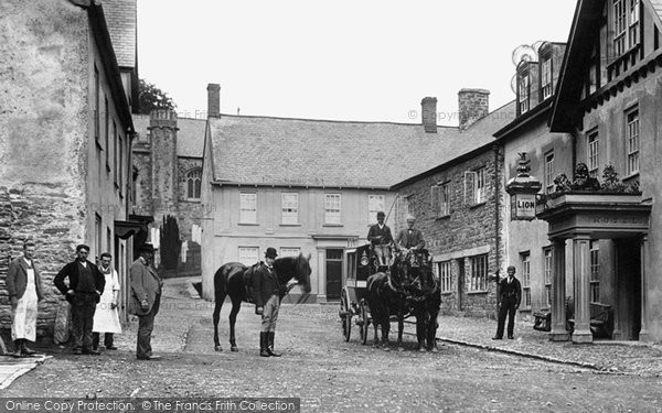 Photo of Dulverton, People Outside The Lion Hotel 1896