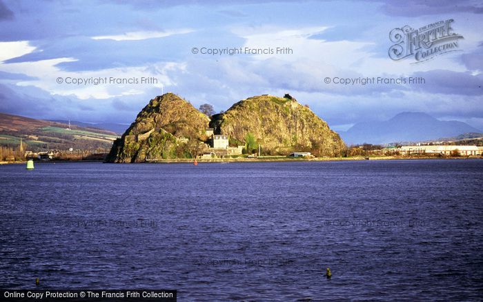 Photo of Dumbarton, The Castle And Rock Across River Clyde From Langbank c.1995