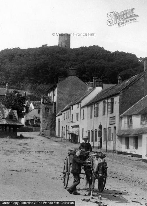 Photo of Dunster, Boys, Pony And Cart 1890