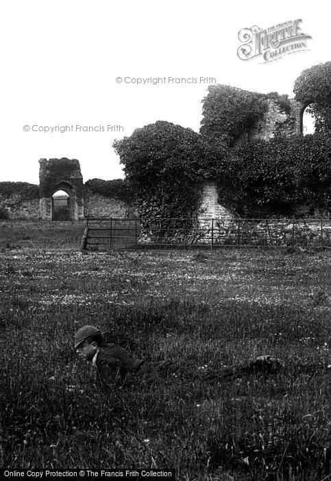 Photo of Dunwich, Man Lying In The Grass, Priory Ruins 1891