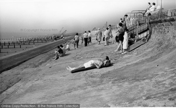 Photo of Dymchurch, Sea Wall And Bathers c.1960